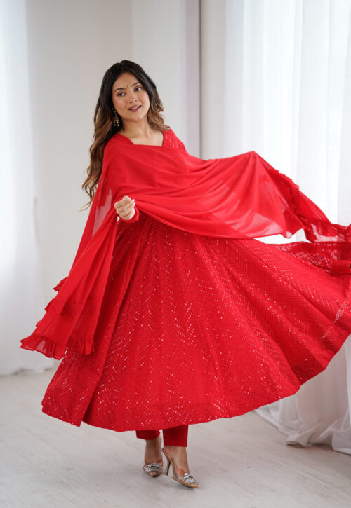 FULLY FLAIR KALI PATTERN AND CANVAS PATTA WITH DUPPTA SET,PENT READY TO WEAR