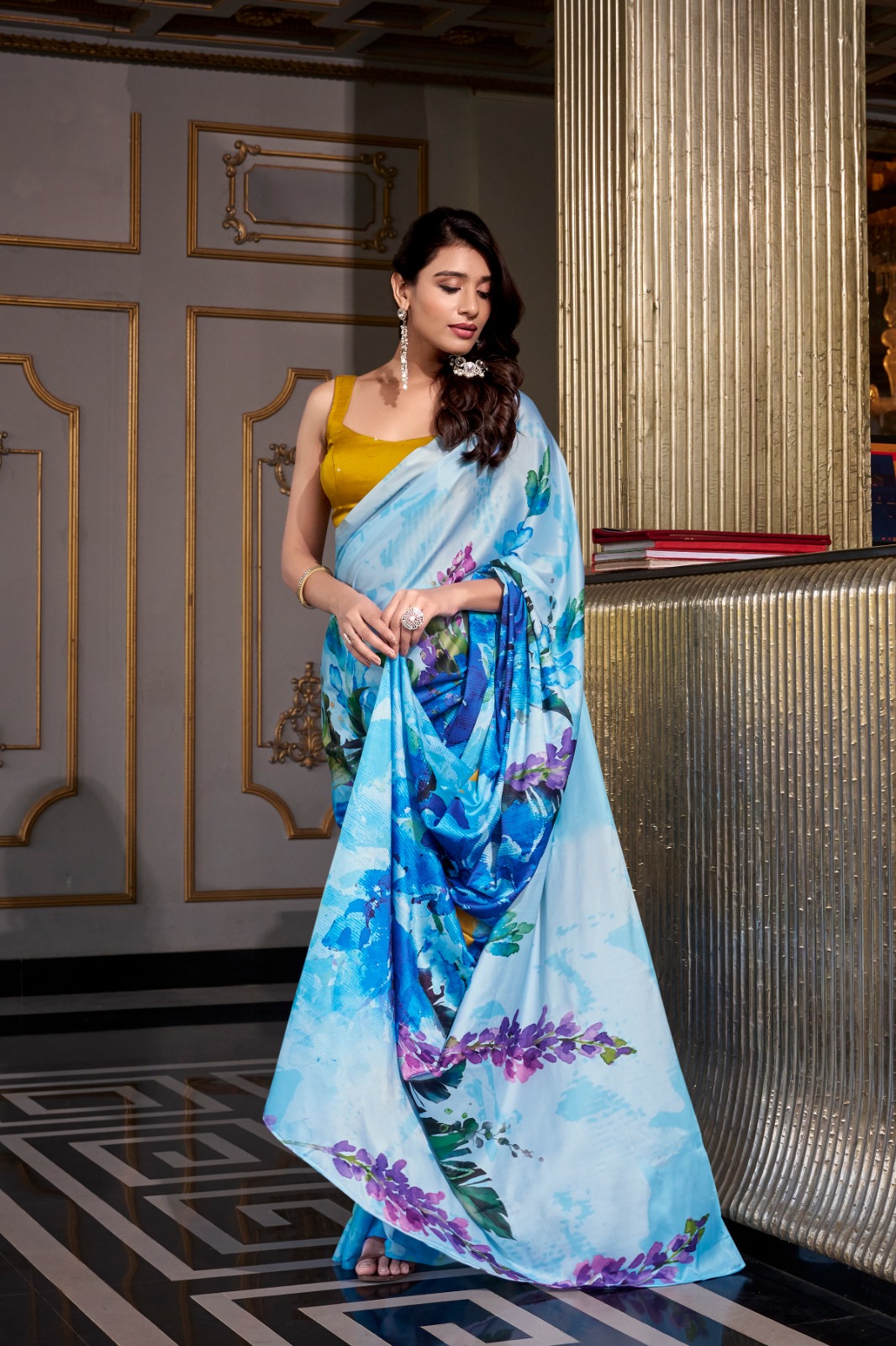 Azure Garden Digital Print Saree