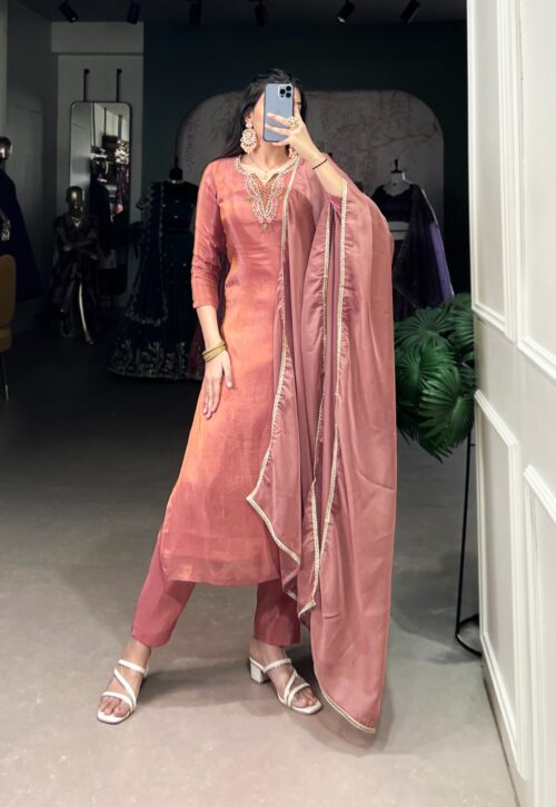 Elegant Festive Wear Kurta Set with Flowing Dupatta